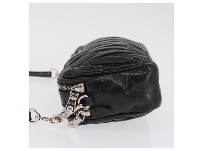 Miu Miu Matelasse Shoulder Bag Leather Black Silver Auth ka6824V - Jerrillo - vista 5