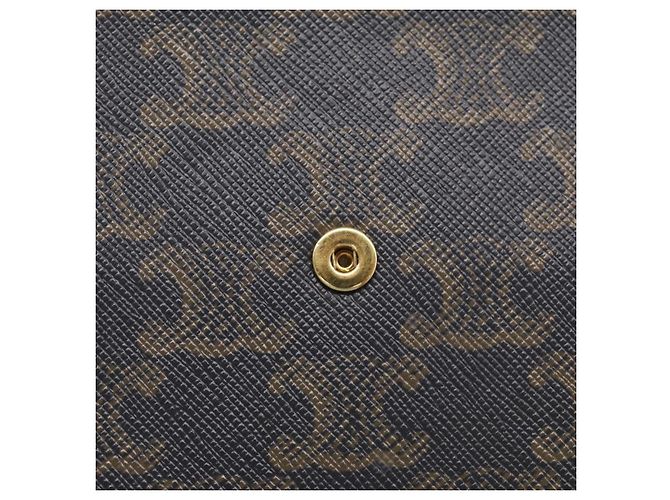 Céline CELINE Macadam Canvas Triomphe Vertical Mobile Pouch PVC Brown Gold Auth ka6842 - Jerrillo - vista 16