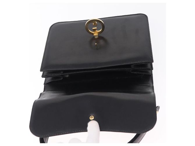 GUCCI Interlocking Shoulder Bag Leather Black Gold Auth ka6844 - Jerrillo - vista 16