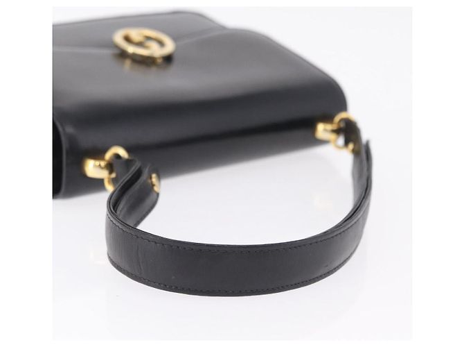 GUCCI Interlocking Shoulder Bag Leather Black Gold Auth ka6844 - Jerrillo - vista 7