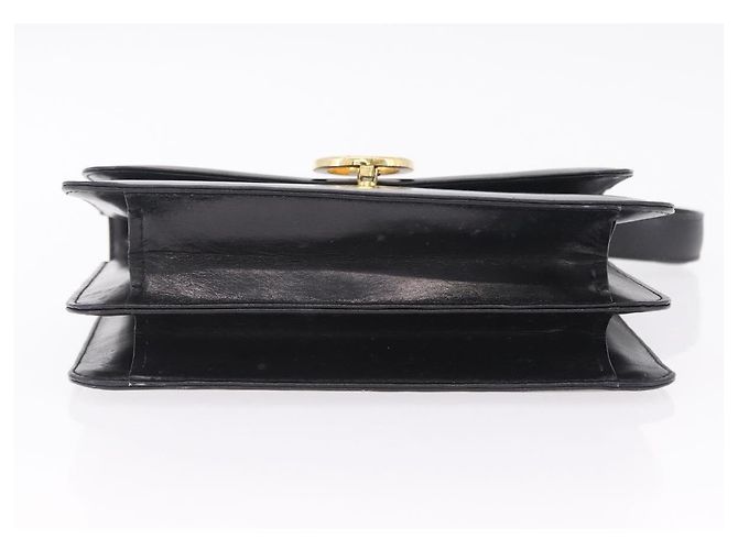 GUCCI Interlocking Shoulder Bag Leather Black Gold Auth ka6844 - Jerrillo - vista 9