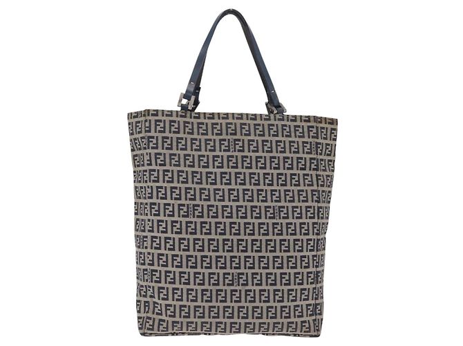 FENDI Zucchino Tote Bag Navy Silver Auth ka6858 - Jerrillo - vista 4