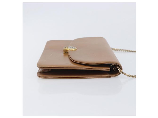 Christian Dior Chain Shoulder Bag Leather Beige Gold Auth ep16809 - Jerrillo - vista 4