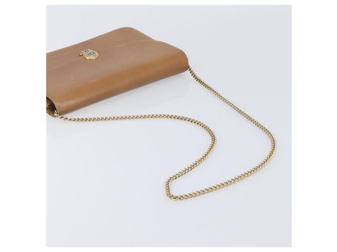 Christian Dior Chain Shoulder Bag Leather Beige Gold Auth ep16809 - Jerrillo - vista 7