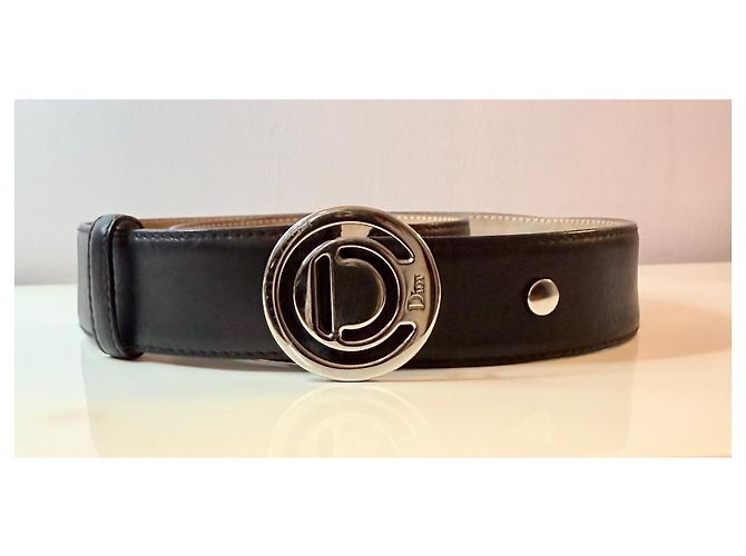 Cinto Dior Multi-Pastilles em couro preto com fivela CD - vista 2