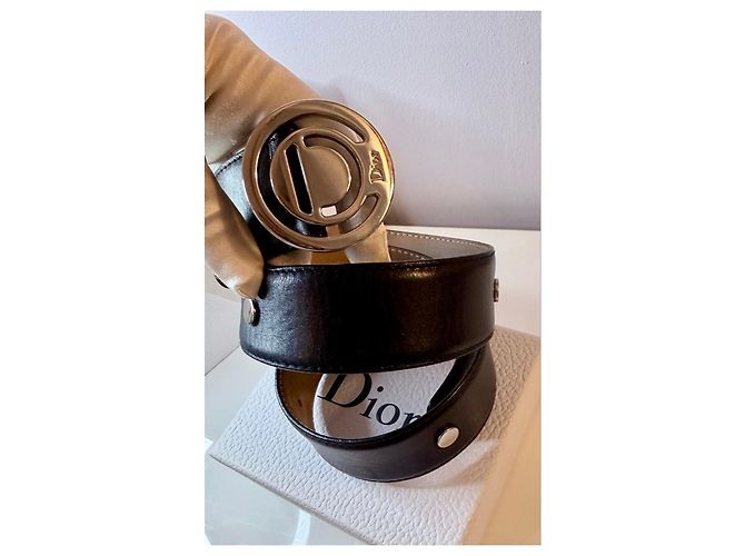 Cinto Dior Multi-Pastilles em couro preto com fivela CD - vista 3