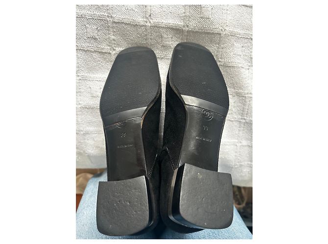 Stivali Chanel in camoscio nero con tacco a blocco - vista 11