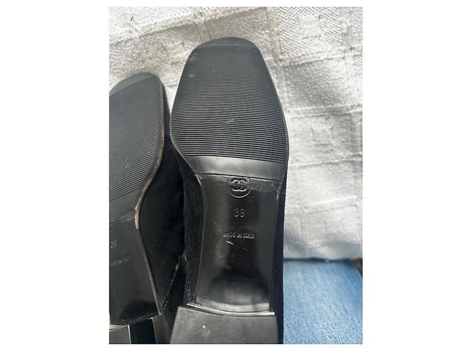 Stivali Chanel in camoscio nero con tacco a blocco - vista 13