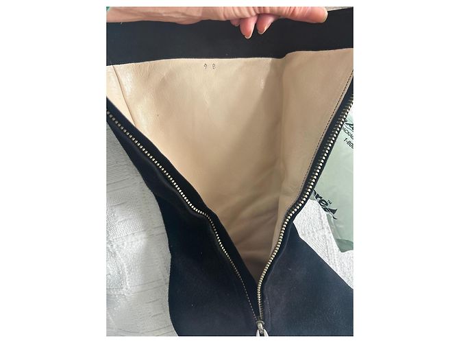 Stivali Chanel in camoscio nero con tacco a blocco - vista 14