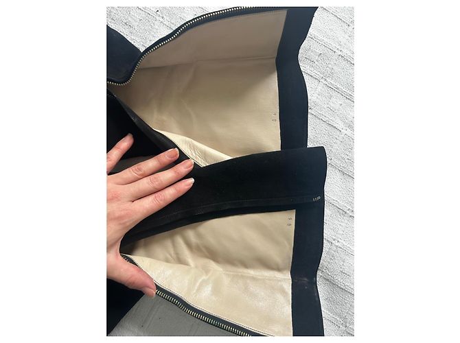 Stivali Chanel in camoscio nero con tacco a blocco - vista 16