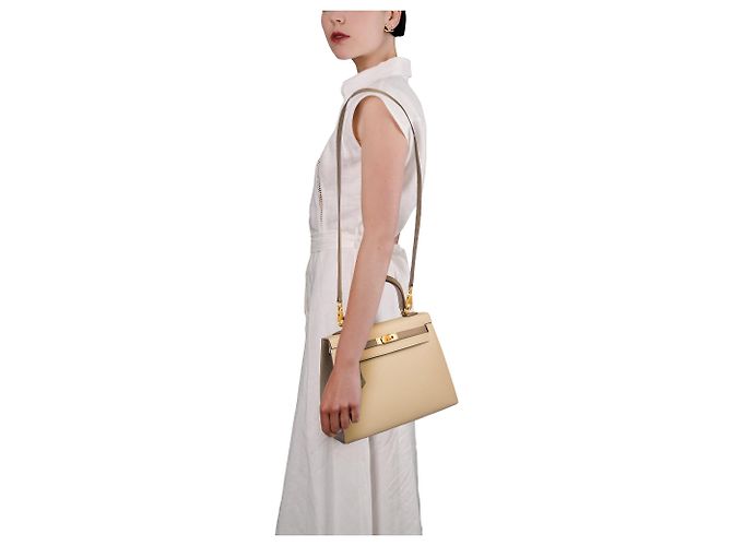Hermès Borsa HERMES Kelly 25 in Pelle Beige - 104075 - vue 13