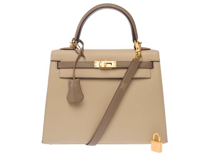 Hermès Borsa HERMES Kelly 25 in Pelle Beige - 104075 - vue 14