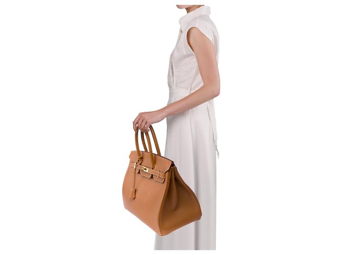 Hermès Borsa HERMES Birkin 35 in Pelle Dorata - 104078 - vista 13