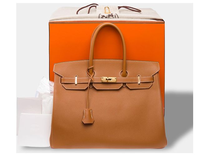 Hermès Borsa HERMES Birkin 35 in Pelle Dorata - 104078 - vista 3