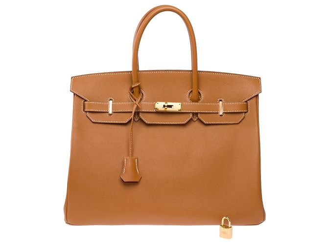 Hermès Borsa HERMES Birkin 35 in Pelle Dorata - 104078 - vista 4