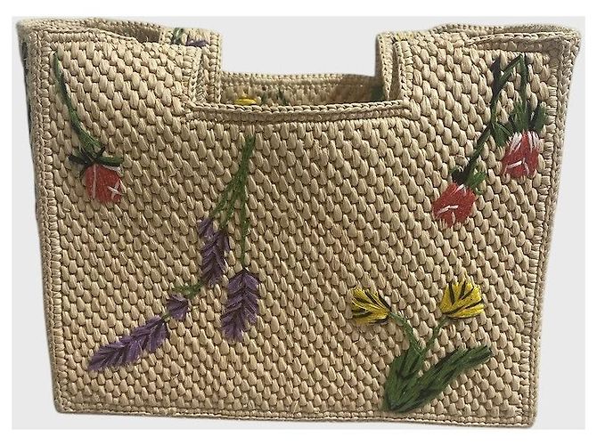 Borsa Loewe Font Tote Small in rafia beige - vista 4