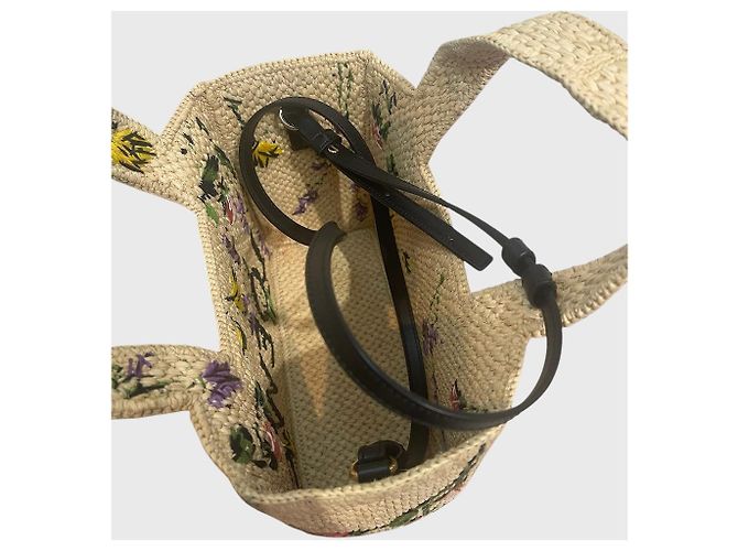 Borsa Loewe Font Tote Small in rafia beige - vista 6