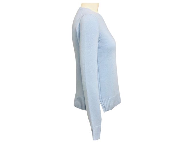 Loro Piana Baby Cashmere Rundhals-Pullover langärmlig hellblau - Ansicht 2