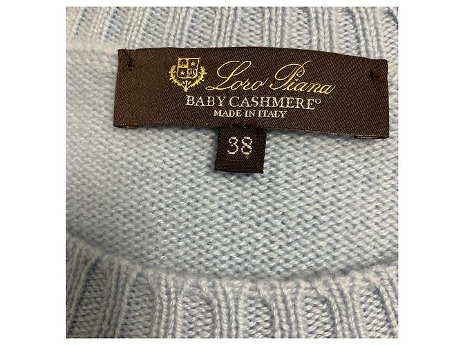 Loro Piana Baby Cashmere Rundhals-Pullover langärmlig hellblau - Ansicht 5