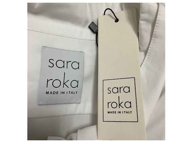 Blusa de algodón Lian con cuello de lazo blanca Sara Roka - vista 4