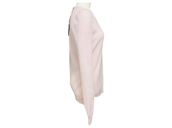 Loro Piana Baby Cashmere Langarm-Pullover mit Rundhalsausschnitt in Hellrosa - Ansicht 2