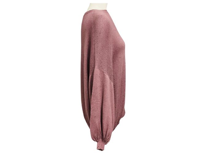 Brunello Cucinelli Oversized Slouchy-Pullover aus Kaschmir- und Seidenstrick mit Pailletten in Mauve - Ansicht 2