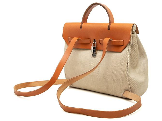 Mochila Hermès Toile Herbag PM Beige - vista 2