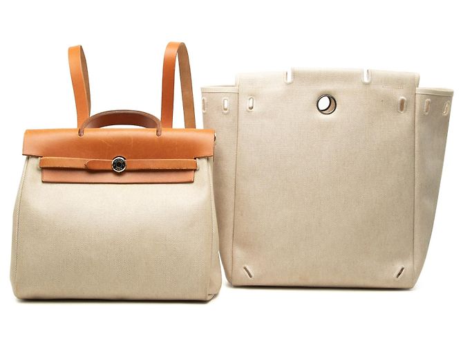 Mochila Hermès Toile Herbag PM Beige - vista 9