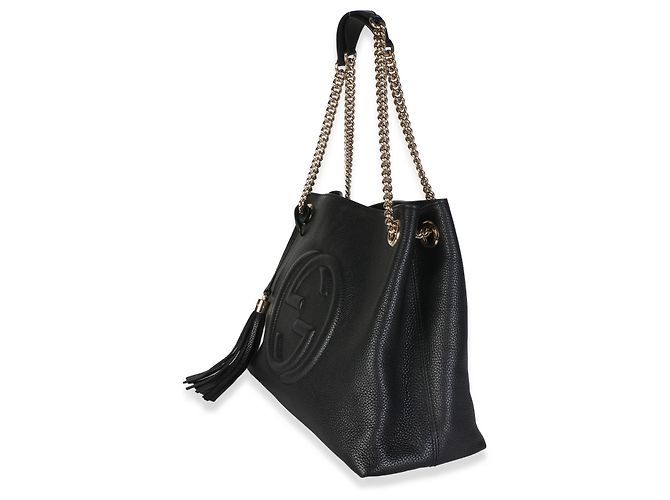 Borsa a tracolla Soho Medium in pelle di vitello martellata nera Gucci - vista 3