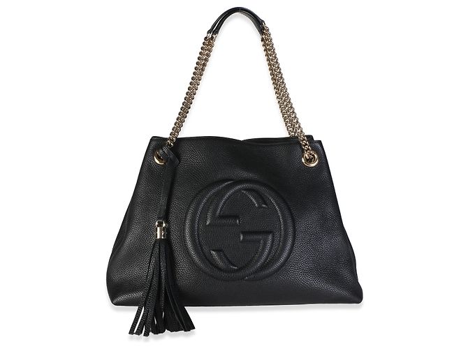 Borsa a tracolla Soho Medium in pelle di vitello martellata nera Gucci - vista 7