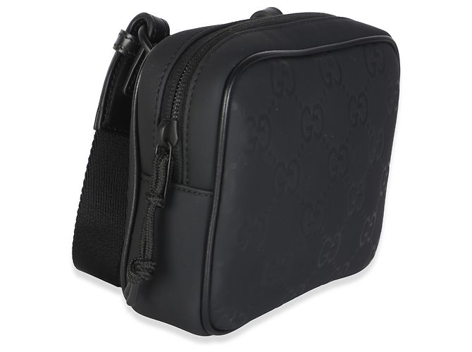 Gucci Mini Borsa a Tracolla Black GG Matte Rubber Effect Edge - vista 2