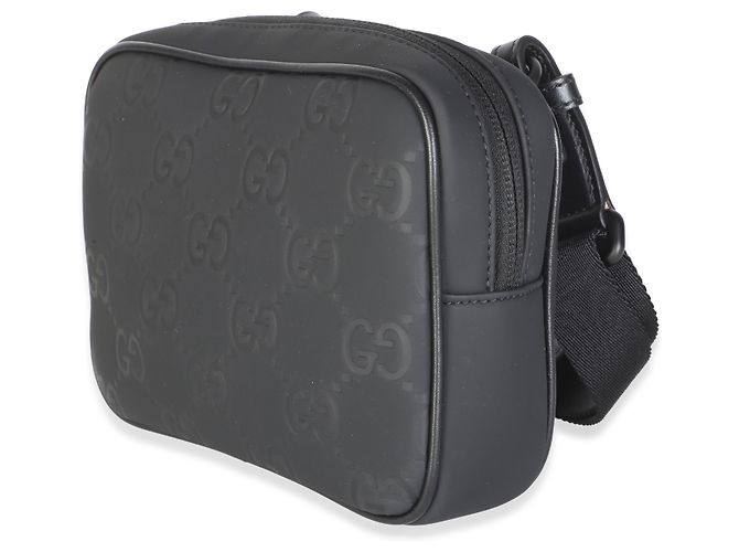 Gucci Mini Borsa a Tracolla Black GG Matte Rubber Effect Edge - vista 3