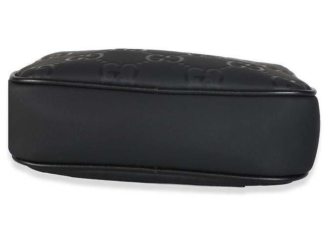 Gucci Mini Borsa a Tracolla Black GG Matte Rubber Effect Edge - vista 5