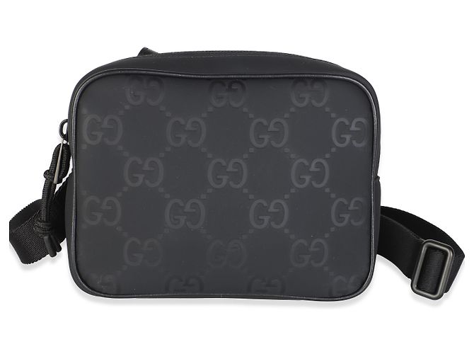 Gucci Mini Borsa a Tracolla Black GG Matte Rubber Effect Edge - vista 7