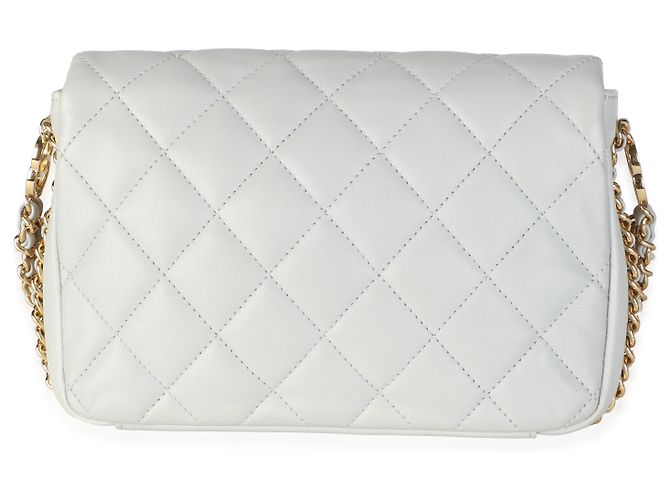 Bolsa Chanel CC You Mini Flap em pele de cordeiro acolchoada Dusty Blue - vista 2