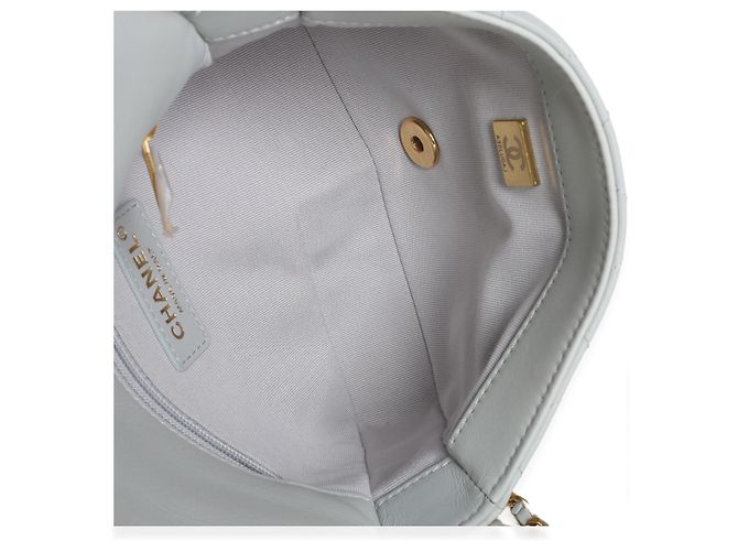 Bolsa Chanel CC You Mini Flap em pele de cordeiro acolchoada Dusty Blue - vista 5
