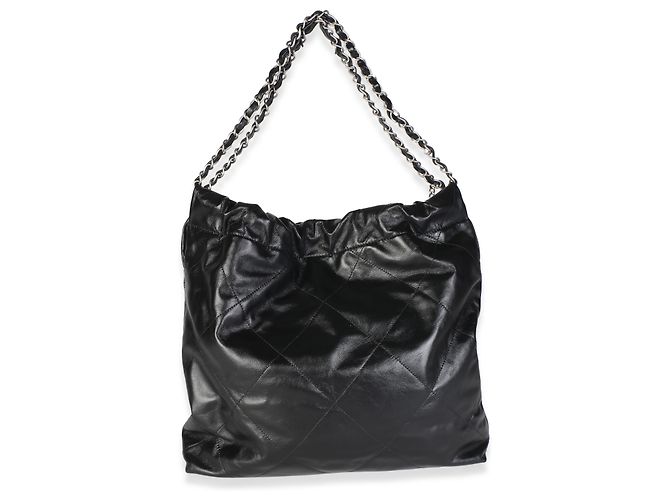 Chanel 22 Hobo in vitello lucido matelassé nero - vista 2