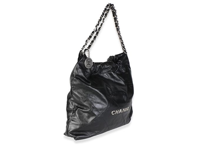 Chanel 22 Hobo in vitello lucido matelassé nero - vista 4