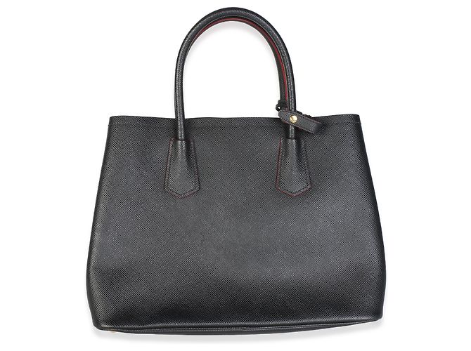 Sac Double Moyen Prada en Saffiano Noir - vue 2