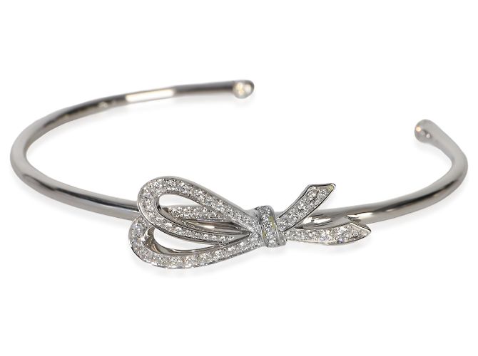 Bracciale rigido Tiffany & Co. in oro bianco e diamanti a forma di fiocco - vista 6