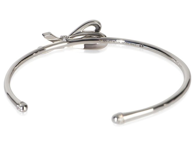 Bracciale rigido Tiffany & Co. in oro bianco e diamanti a forma di fiocco - vista 4