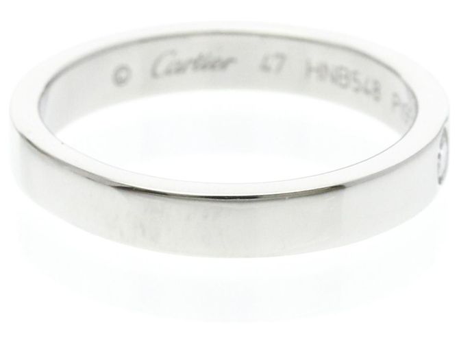 Anello C de Cartier in platino con diamante - vista 4