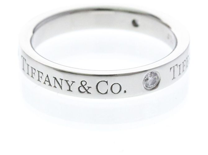 Autre Marque Anello Tiffany Flat Band con diamanti - vista 4