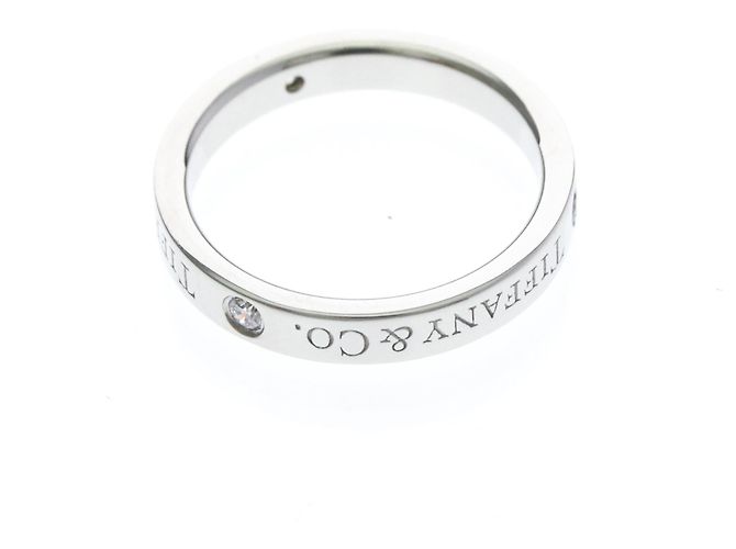 Autre Marque Anello Tiffany Flat Band con diamanti - vista 9
