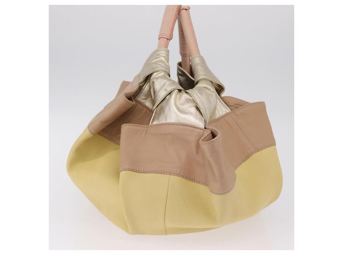 LOEWE Nappa Aire Anagram Hand Bag Leather Yellow Gold Auth ka6859 - Jerrillo - view 5