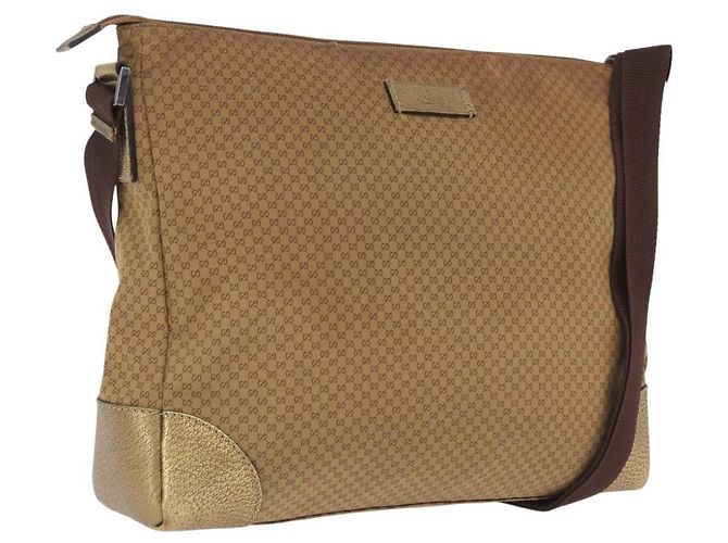 GUCCI Micro GG Canvas Shoulder Bag Nylon Outlet Brown Silver 257301 Auth ka6862 - Jerrillo - vista 2