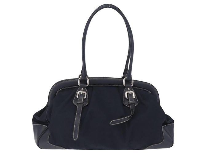 PRADA Boston Bag Nylon Navy Silver Auth ki6952V - Jerrillo - vista 3