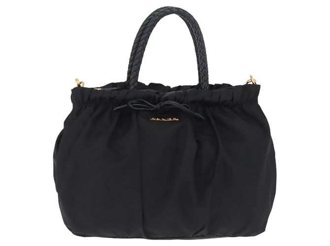 PRADA Tote Bag Nylon 2way Black Gold Tone Auth ki6955V - Jerrillo - vista 2