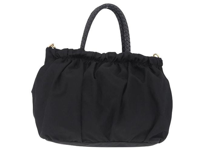 PRADA Tote Bag Nylon 2way Black Gold Tone Auth ki6955V - Jerrillo - vista 3