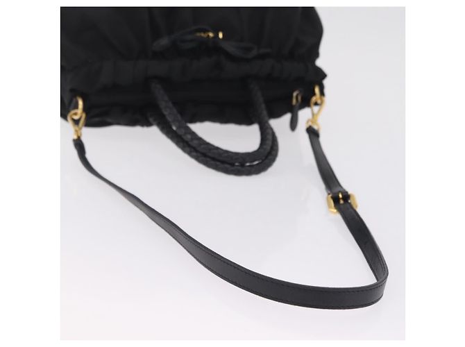 PRADA Tote Bag Nylon 2way Black Gold Tone Auth ki6955V - Jerrillo - vista 9